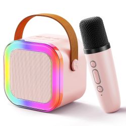 K12 Speaker Machine Bluetooth-Compatible Wireless Karaoke Mic Speaker Multi-Compatibility Modes, RGB Lights
