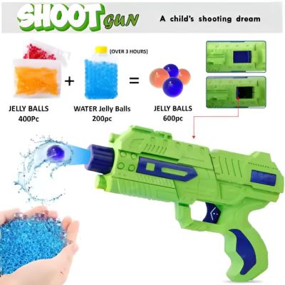 2 in 1 Shooting Gun Toy for Kids with Soft Darts and Water Gel Beads Manual Operation Fun Outdoor Play Set Toy Gun for Boys and Girls